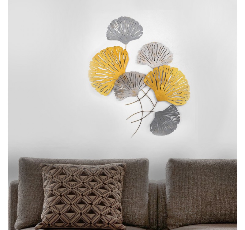 Διακοσμητικό τοίχου Metal Flower Megapap μεταλλικό χρώμα bronze - ασημί 75x100εκ.