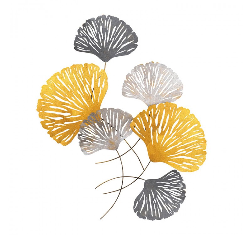 Διακοσμητικό τοίχου Metal Flower Megapap μεταλλικό χρώμα bronze - ασημί 75x100εκ.