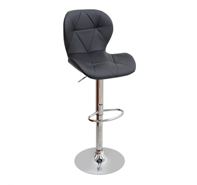 Σκαμπό μπαρ Dolores Megapap με ρυθμιζόμενο ύψος PU μαύρο - βάση χρωμίου 45,5x38x89/109εκ.