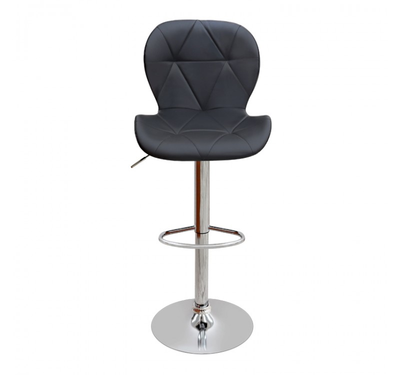 Σκαμπό μπαρ Dolores Megapap με ρυθμιζόμενο ύψος PU μαύρο - βάση χρωμίου 45,5x38x89/109εκ.