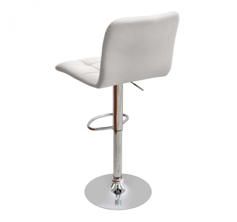 Σκαμπό μπαρ Carmelo Megapap με ρυθμιζόμενο ύψος PU λευκό - βάση χρωμίου 45x42x90/113εκ.