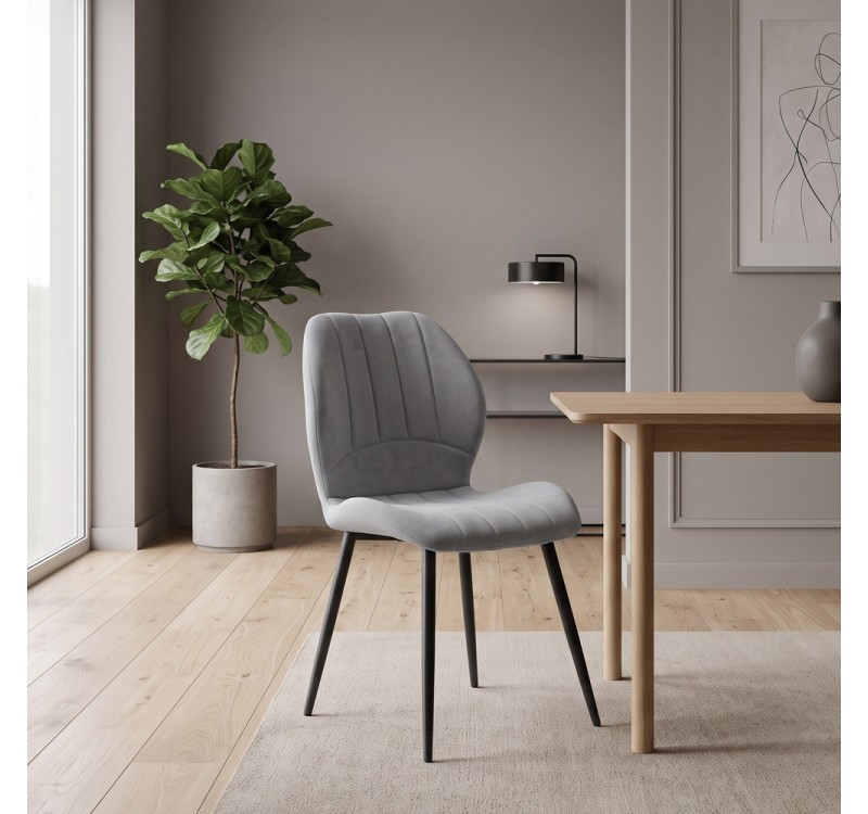 Καρέκλα τραπεζαρίας Valena Megapap elephant grey ύφασμα - μεταλλικό μαύρο πόδι 48x58x87εκ.