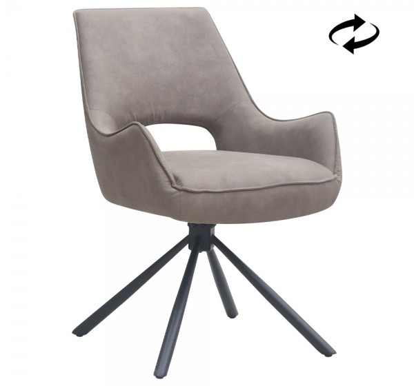 Πολυθρόνα τραπεζαρίας Alessia Megapap περιστρεφόμενη elephant grey ύφασμα - μεταλλικό μαύρο πόδι 58x66x85εκ.