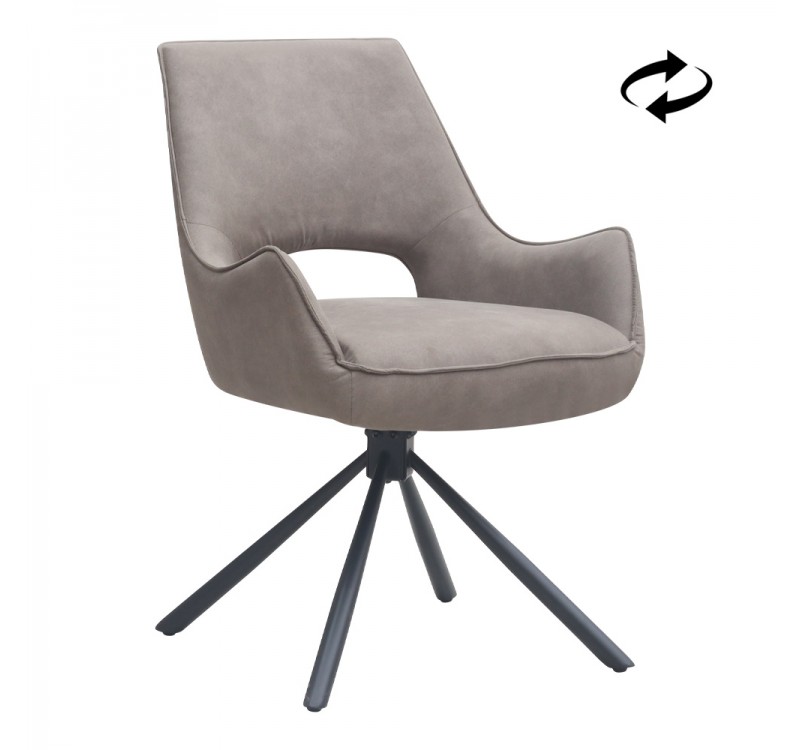 Πολυθρόνα τραπεζαρίας Alessia Megapap περιστρεφόμενη elephant grey ύφασμα - μεταλλικό μαύρο πόδι 58x66x85εκ.