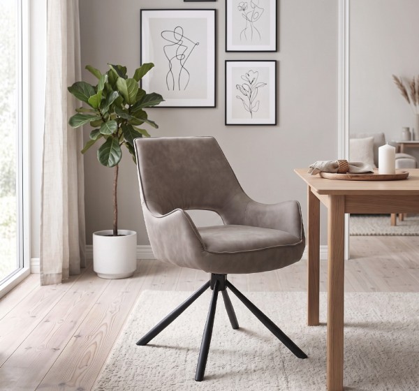 Πολυθρόνα τραπεζαρίας Alessia Megapap περιστρεφόμενη elephant grey ύφασμα - μεταλλικό μαύρο πόδι 58x66x85εκ.