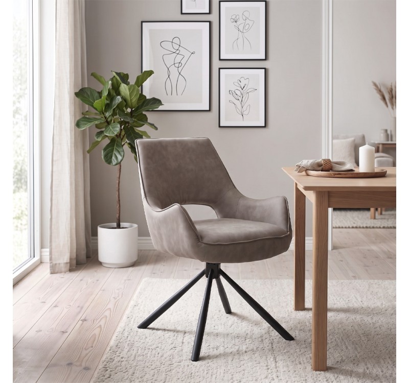 Πολυθρόνα τραπεζαρίας Alessia Megapap περιστρεφόμενη elephant grey ύφασμα - μεταλλικό μαύρο πόδι 58x66x85εκ.