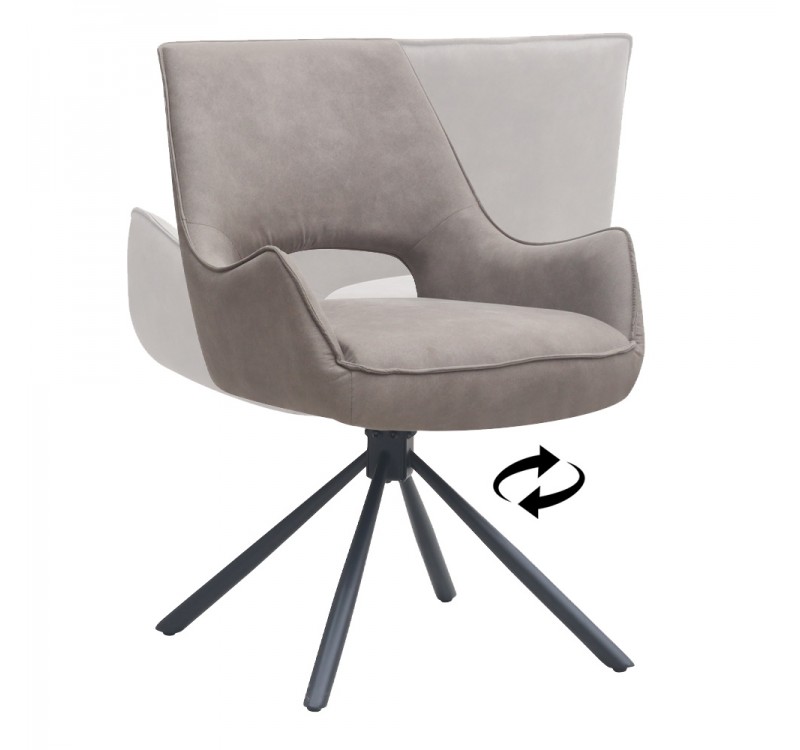 Πολυθρόνα τραπεζαρίας Alessia Megapap περιστρεφόμενη elephant grey ύφασμα - μεταλλικό μαύρο πόδι 58x66x85εκ.