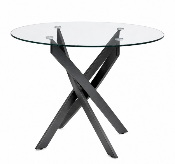 Τραπέζι Aldo Megapap γυαλί - μεταλλικά μαύρα πόδια Ø100x75,5εκ.