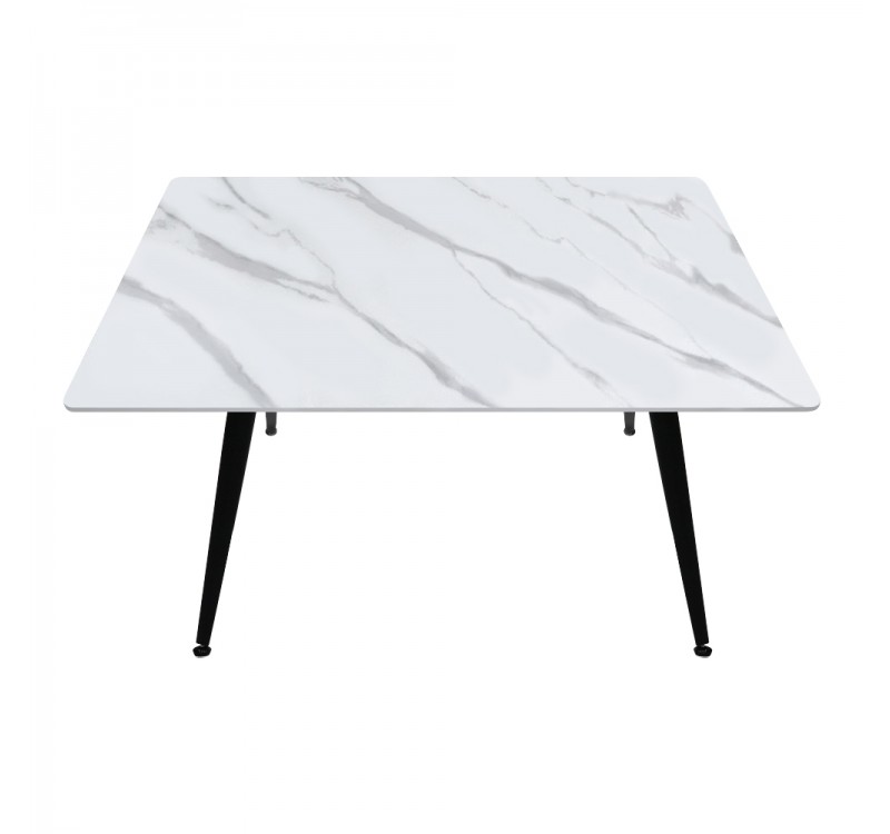Τραπέζι Enzo Megapap sintered stone - μέταλλο χρώμα λευκό εφέ μαρμάρου - μαύρο 120x70x77εκ.