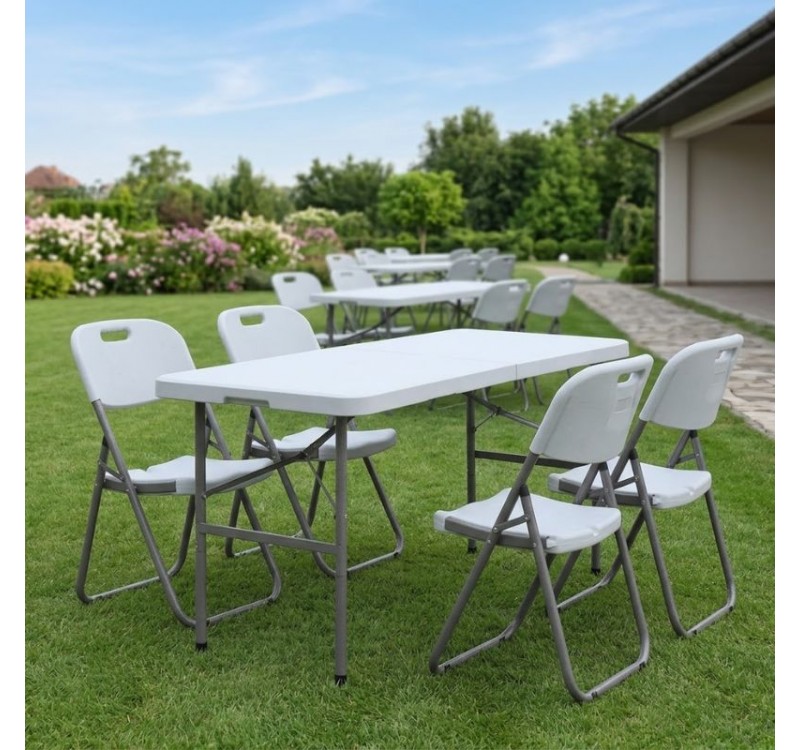 Τραπέζι catering - συνεδρίου Capri Megapap πτυσσόμενο - βαλίτσα χρώμα λευκό του πάγου 120x60x74εκ.