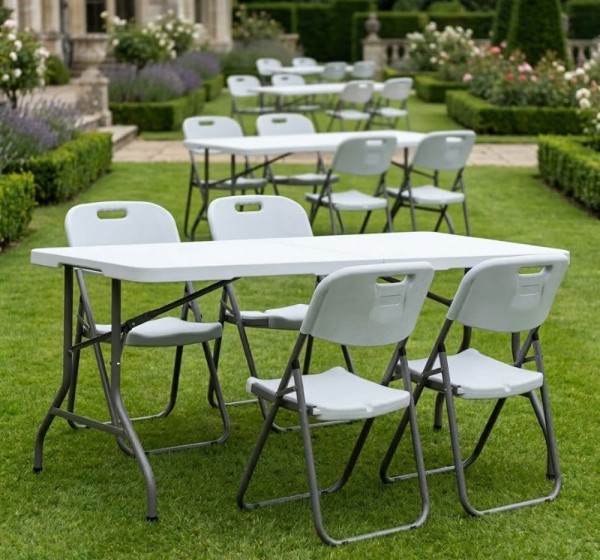 Τραπέζι catering - συνεδρίου Capri Megapap πτυσσόμενο - βαλίτσα χρώμα λευκό του πάγου 152x70x74εκ.