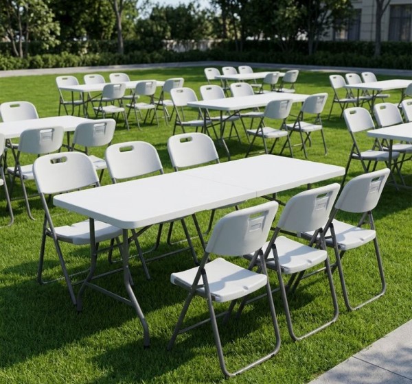 Τραπέζι catering - συνεδρίου Capri Megapap πτυσσόμενο - βαλίτσα χρώμα λευκό του πάγου 183x76x74εκ.