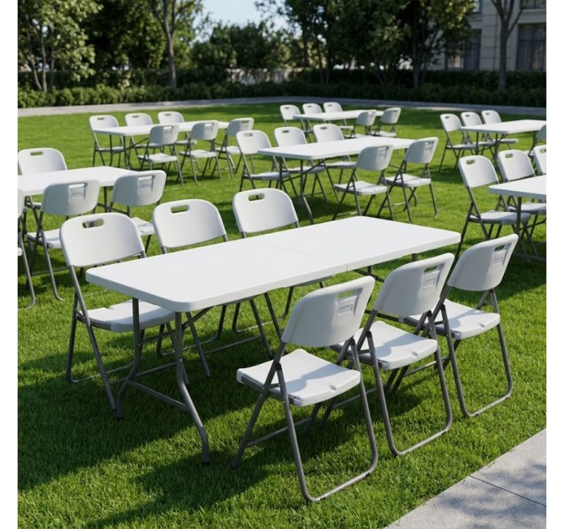 Τραπέζι catering - συνεδρίου Capri Megapap πτυσσόμενο - βαλίτσα χρώμα λευκό του πάγου 183x76x74εκ.