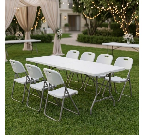 Τραπέζι catering - συνεδρίου Capri Megapap πτυσσόμενο - βαλίτσα χρώμα λευκό του πάγου 240x76x74εκ.