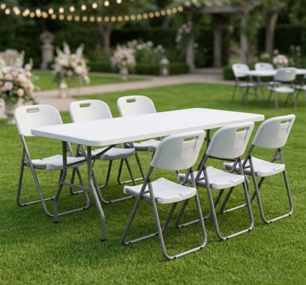 Τραπέζι catering - συνεδρίου Capri Megapap πτυσσόμενο - μονοκόμματη επιφάνεια χρώμα λευκό του πάγου 152x76x74εκ.