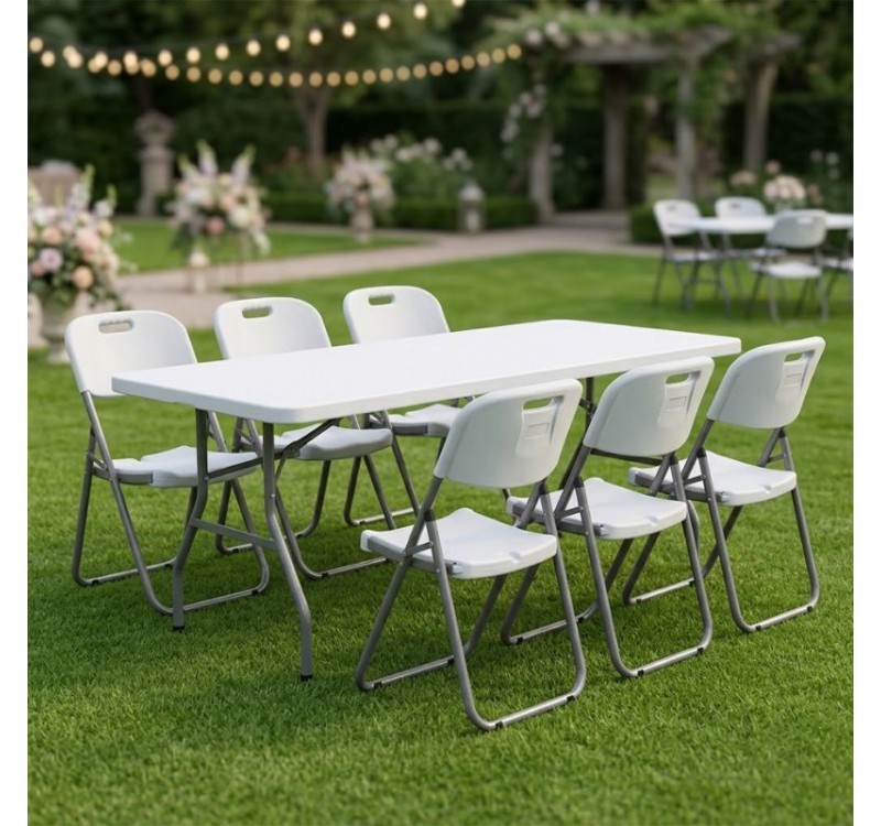 Τραπέζι catering - συνεδρίου Capri Megapap πτυσσόμενο - μονοκόμματη επιφάνεια χρώμα λευκό του πάγου 152x76x74εκ.