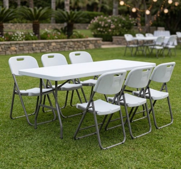 Τραπέζι catering - συνεδρίου Capri Megapap πτυσσόμενο - μονοκόμματη επιφάνεια χρώμα λευκό του πάγου 183x76x74εκ.