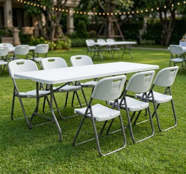 Τραπέζι catering - συνεδρίου Capri Megapap πτυσσόμενο - μονοκόμματη επιφάνεια χρώμα λευκό του πάγου 198x90x74εκ.