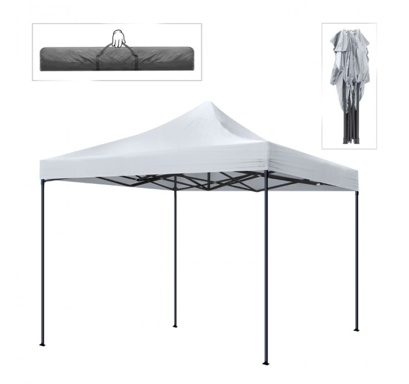 Κιόσκι - Gazebo Bari Megapap πτυσσόμενο μεταλλικός σκελετός - αδιάβροχο ύφασμα χρώμα λευκό 3x3x3,10m.