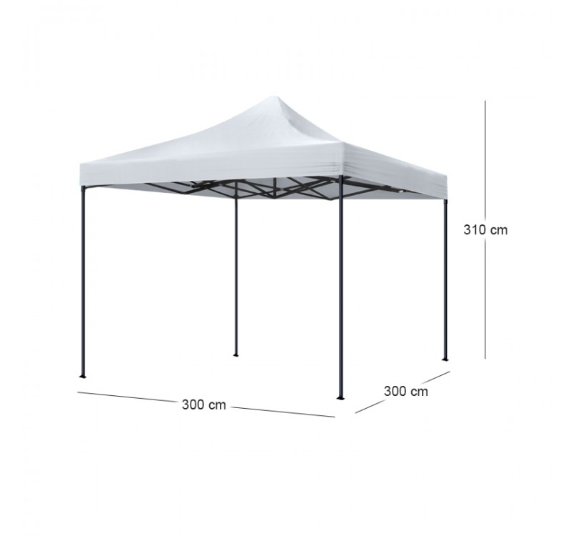 Κιόσκι - Gazebo Bari Megapap πτυσσόμενο μεταλλικός σκελετός - αδιάβροχο ύφασμα χρώμα λευκό 3x3x3,10m.