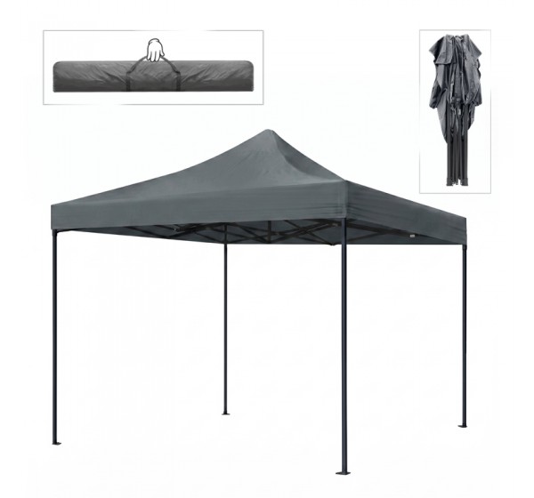 Κιόσκι - Gazebo Bari Megapap πτυσσόμενο μεταλλικός σκελετός - αδιάβροχο ύφασμα χρώμα γκρι 3x3x3,10m.