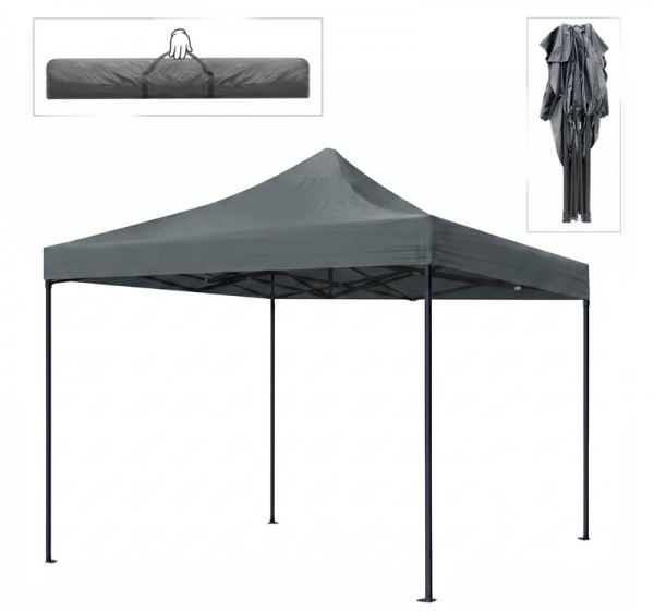 Κιόσκι - Gazebo Bari Megapap πτυσσόμενο μεταλλικός σκελετός - αδιάβροχο ύφασμα χρώμα γκρι 3x3x3,10m.