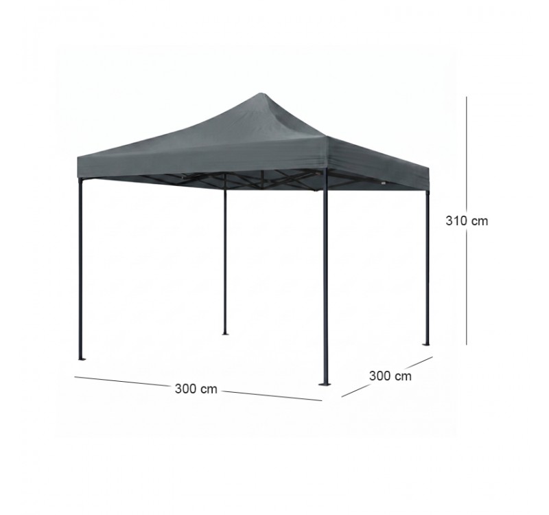 Κιόσκι - Gazebo Bari Megapap πτυσσόμενο μεταλλικός σκελετός - αδιάβροχο ύφασμα χρώμα γκρι 3x3x3,10m.