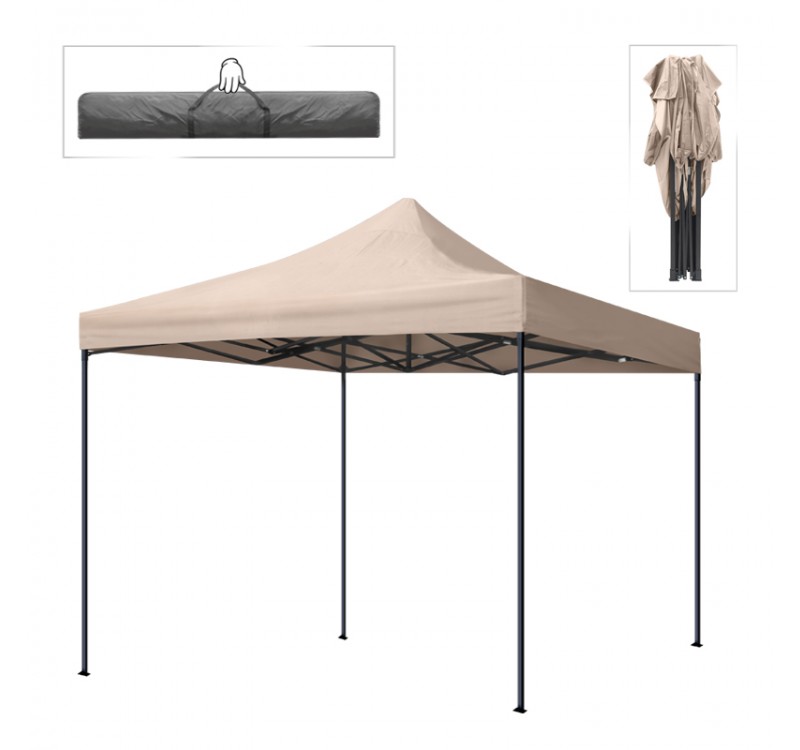Κιόσκι - Gazebo Bari Megapap πτυσσόμενο μεταλλικός σκελετός - αδιάβροχο ύφασμα χρώμα της άμμου 3x3x3,10m.