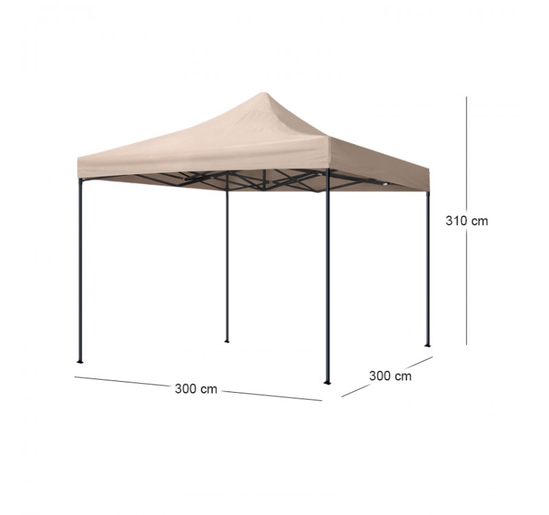 Κιόσκι - Gazebo Bari Megapap πτυσσόμενο μεταλλικός σκελετός - αδιάβροχο ύφασμα χρώμα της άμμου 3x3x3,10m.