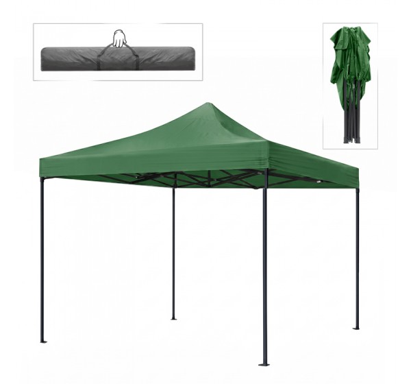 Κιόσκι - Gazebo Bari Megapap πτυσσόμενο μεταλλικός σκελετός - αδιάβροχο ύφασμα χρώμα πράσινο 3x3x3,10m.
