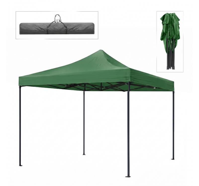 Κιόσκι - Gazebo Bari Megapap πτυσσόμενο μεταλλικός σκελετός - αδιάβροχο ύφασμα χρώμα πράσινο 3x3x3,10m.