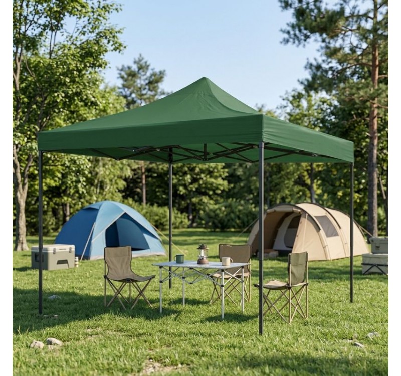 Κιόσκι - Gazebo Bari Megapap πτυσσόμενο μεταλλικός σκελετός - αδιάβροχο ύφασμα χρώμα πράσινο 3x3x3,10m.