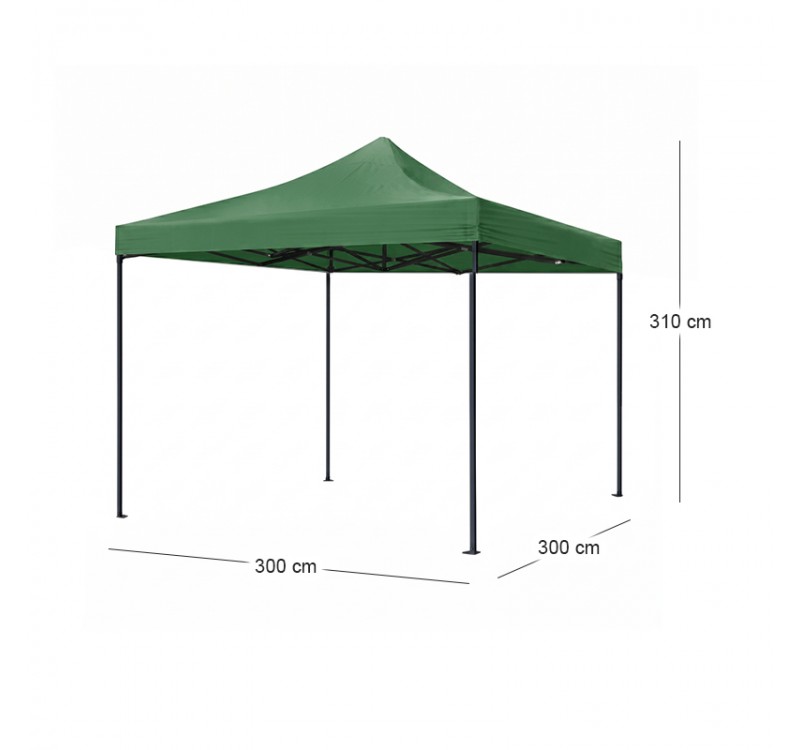 Κιόσκι - Gazebo Bari Megapap πτυσσόμενο μεταλλικός σκελετός - αδιάβροχο ύφασμα χρώμα πράσινο 3x3x3,10m.