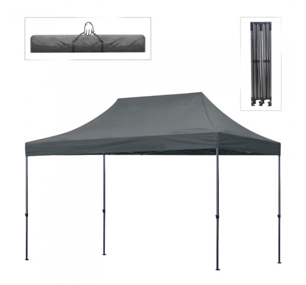 Κιόσκι - Gazebo Bari Megapap πτυσσόμενο μεταλλικός σκελετός - αδιάβροχο ύφασμα χρώμα γκρι 3x4,5x3,20m.