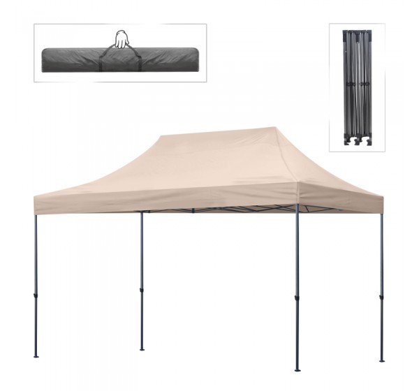 Κιόσκι - Gazebo Bari Megapap πτυσσόμενο μεταλλικός σκελετός - αδιάβροχο ύφασμα χρώμα της άμμου 3x4,5x3,20m.