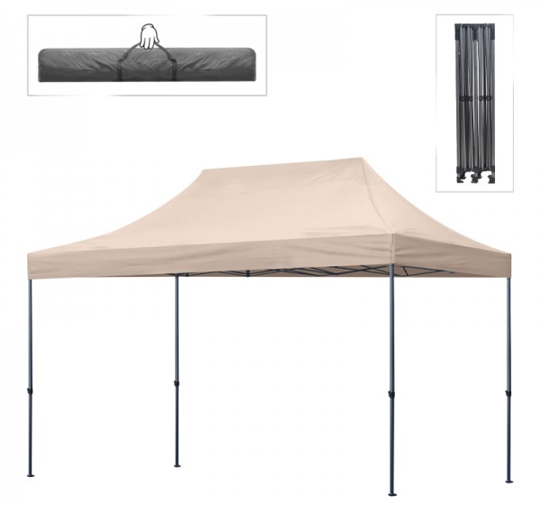 Κιόσκι - Gazebo Bari Megapap πτυσσόμενο μεταλλικός σκελετός - αδιάβροχο ύφασμα χρώμα της άμμου 3x4,5x3,20m.