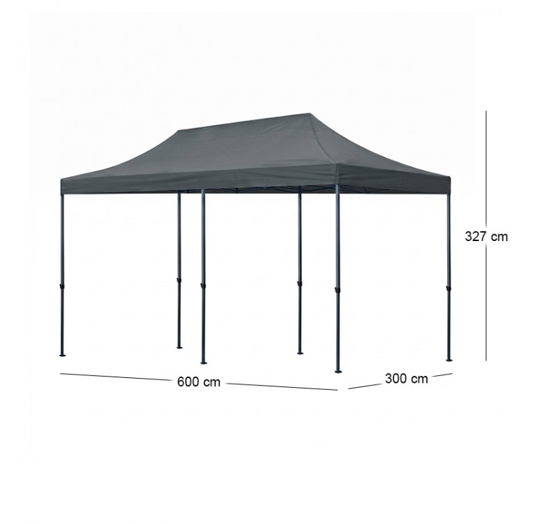 Κιόσκι - Gazebo Bari Megapap πτυσσόμενο μεταλλικός σκελετός - αδιάβροχο ύφασμα χρώμα γκρι 3x6x3,27m.