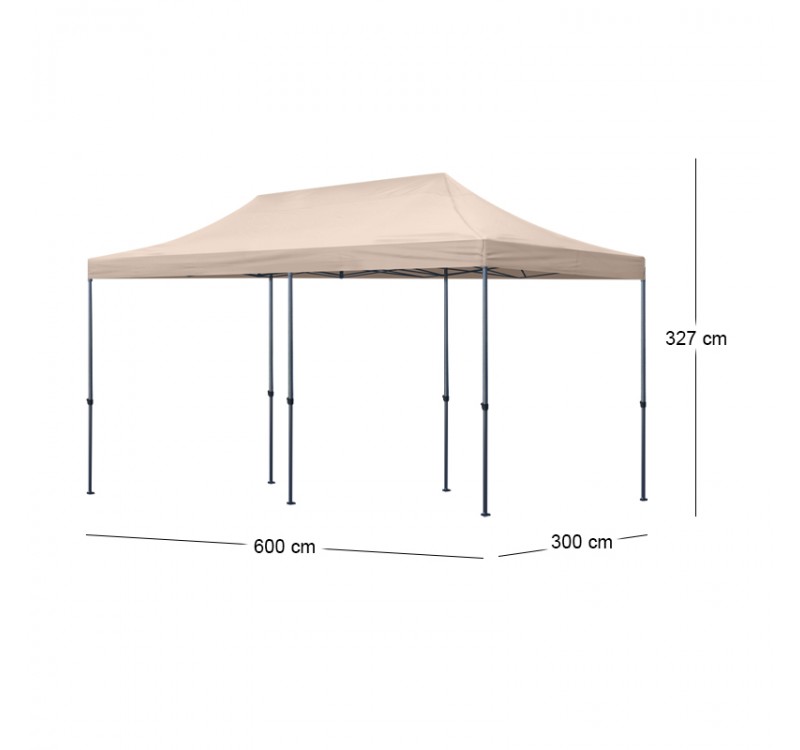 Κιόσκι - Gazebo Bari Megapap πτυσσόμενο μεταλλικός σκελετός - αδιάβροχο ύφασμα χρώμα της άμμου 3x6x3,27m.