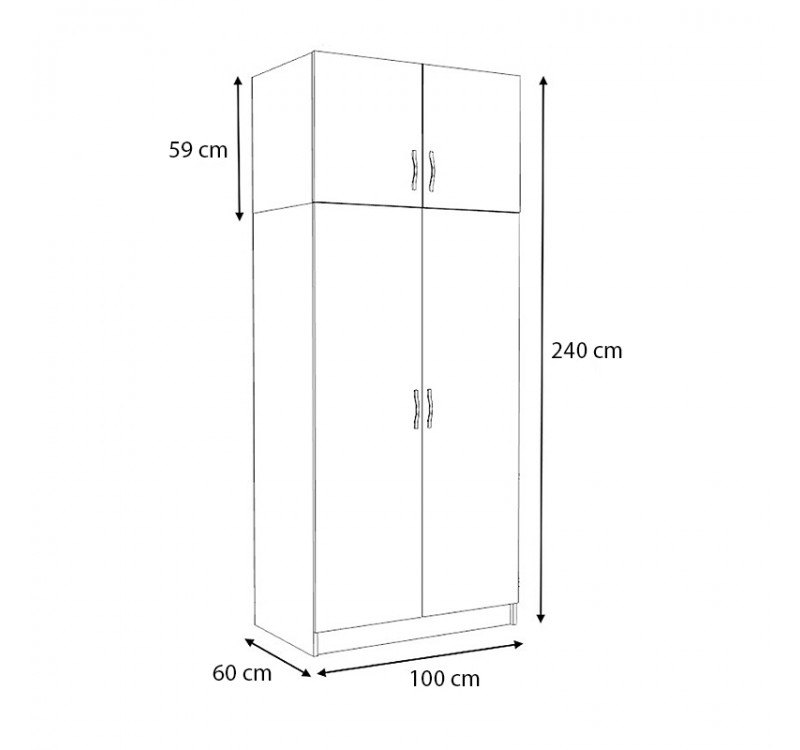Ντουλάπα ρούχων Victoria Megapap δίφυλλη με πατάρι χρώμα καρυδί 100x60x240εκ.