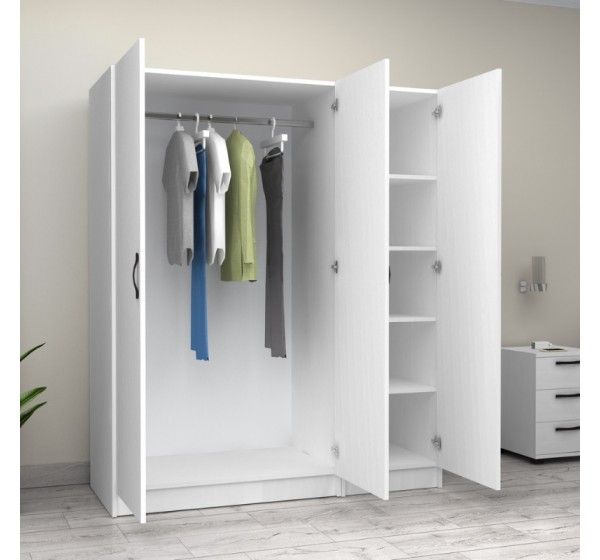 Ντουλάπα ρούχων Victoria Megapap τρίφυλλη χρώμα λευκό 150x60x181εκ.
