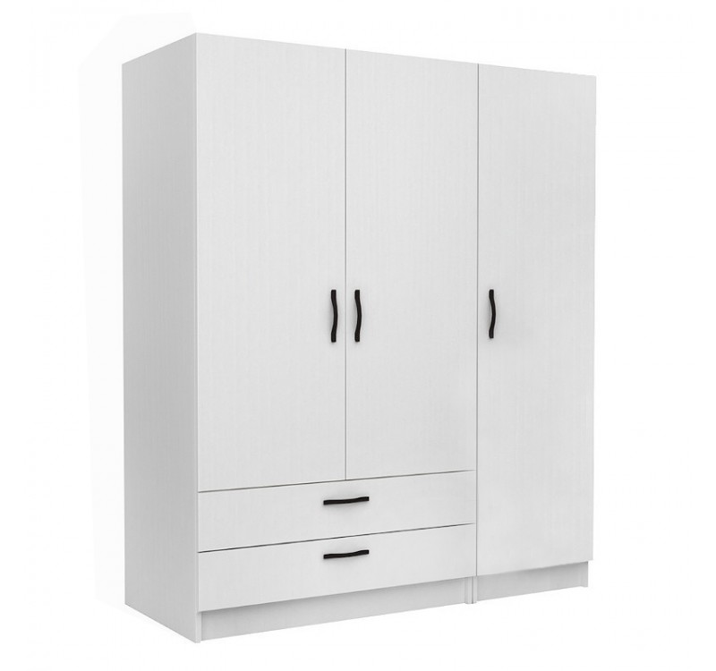Ντουλάπα ρούχων Victoria Megapap τρίφυλλη με συρτάρια χρώμα λευκό 150x60x181εκ.