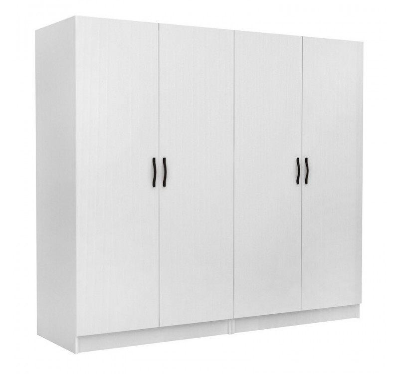 Ντουλάπα ρούχων Victoria Megapap τετράφυλλη χρώμα λευκό 200x60x181εκ.