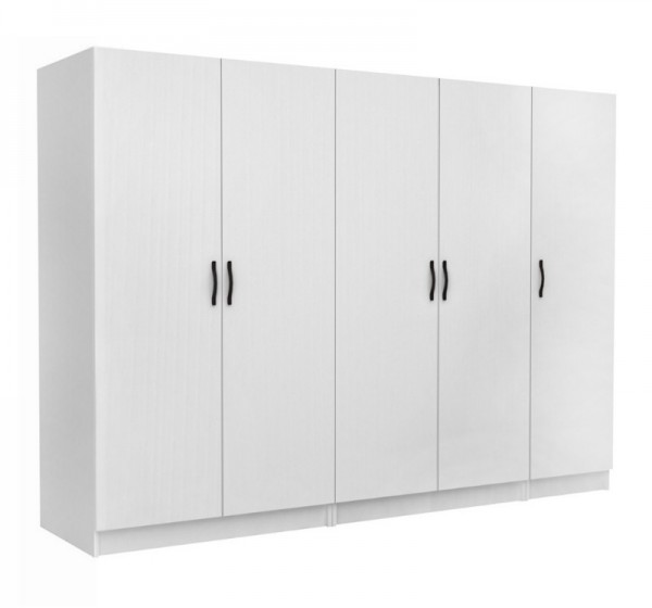Ντουλάπα ρούχων Victoria Megapap πεντάφυλλη χρώμα λευκό 250x60x181εκ.