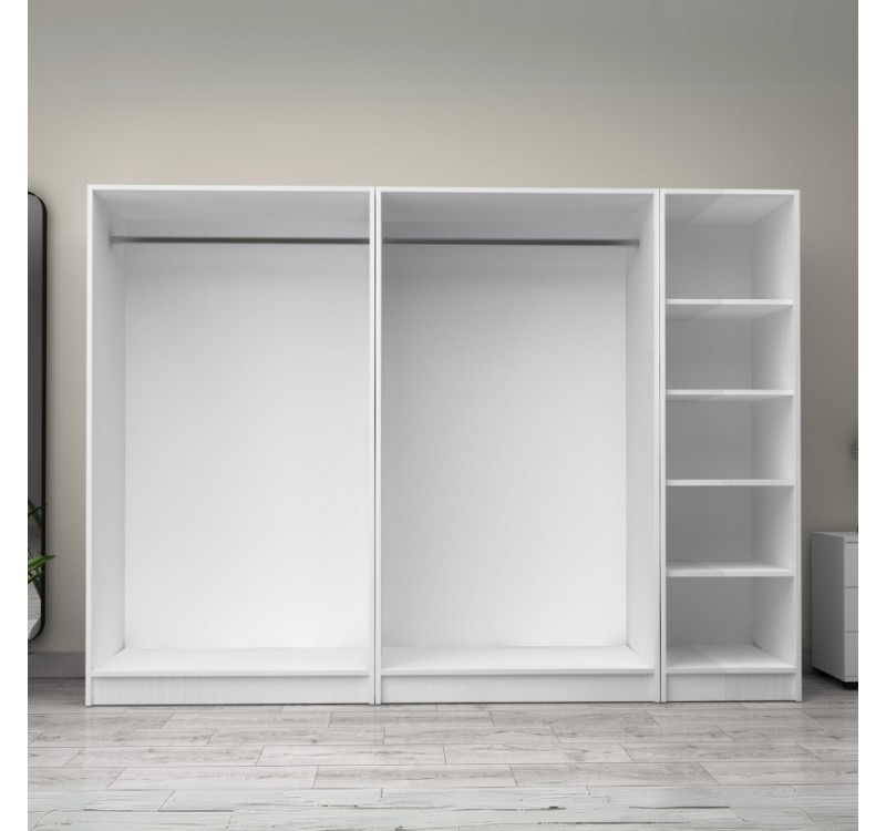 Ντουλάπα ρούχων Victoria Megapap πεντάφυλλη χρώμα λευκό 250x60x181εκ.
