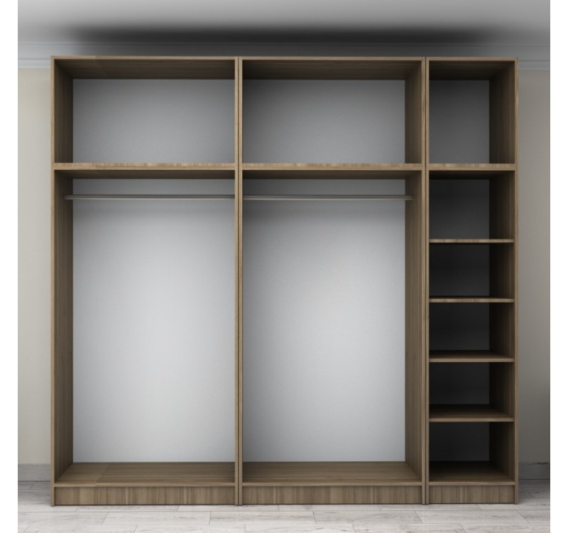 Ντουλάπα ρούχων Victoria Megapap πεντάφυλλη με πατάρι χρώμα καρυδί 250x60x240εκ.