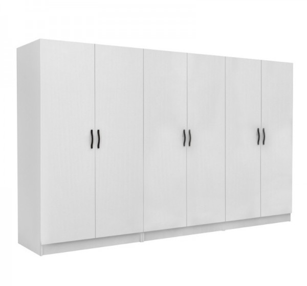Ντουλάπα ρούχων Victoria Megapap εξάφυλλη χρώμα λευκό 300x60x181εκ.