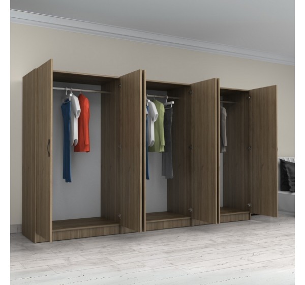 Ντουλάπα ρούχων Victoria Megapap εξάφυλλη χρώμα καρυδί 300x60x181εκ.