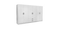 Ντουλάπα ρούχων Victoria Megapap εξάφυλλη με συρτάρια χρώμα λευκό 300x60x181εκ.