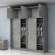 Ντουλάπα ρούχων Regio Megapap τετράφυλλη συρόμενη με πατάρι χρώμα γκρι σκυροδέματος 200x60x240εκ.