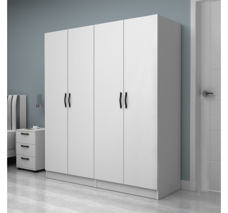 Ντουλάπα ρούχων Vivian Megapap τετράφυλλη χρώμα λευκό 160x51,8x181εκ.
